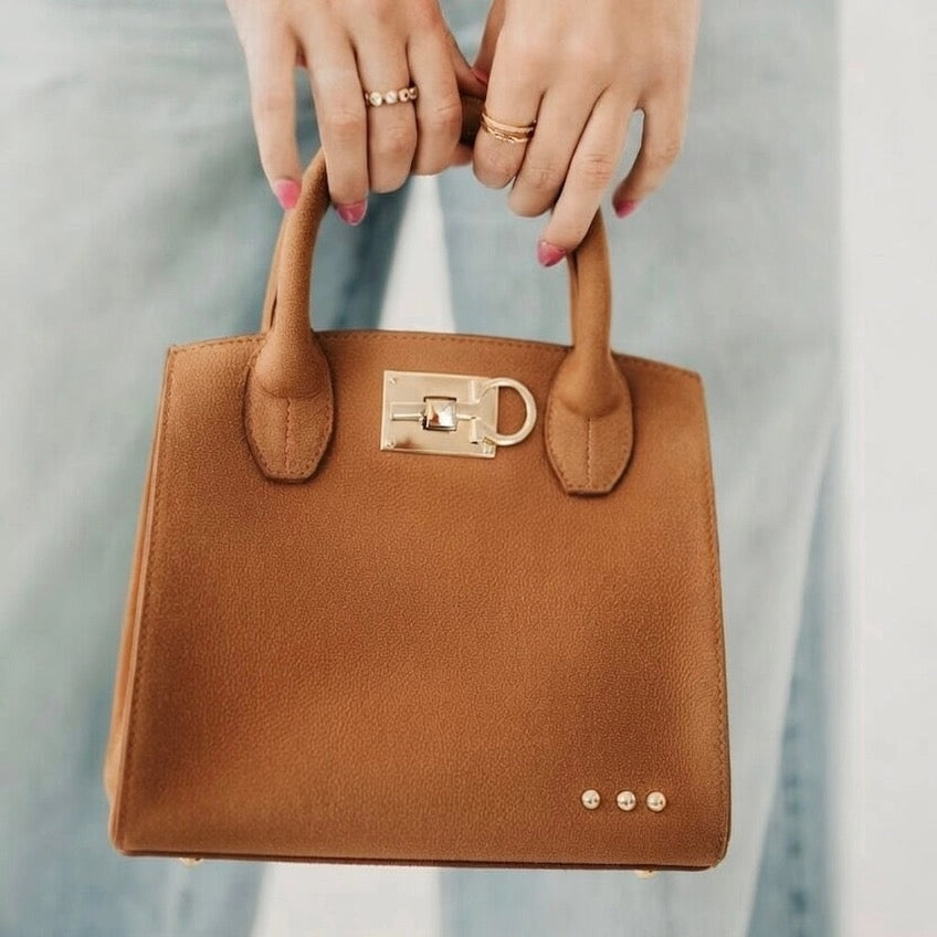 Nixie Nubuck Small Tote - Camel