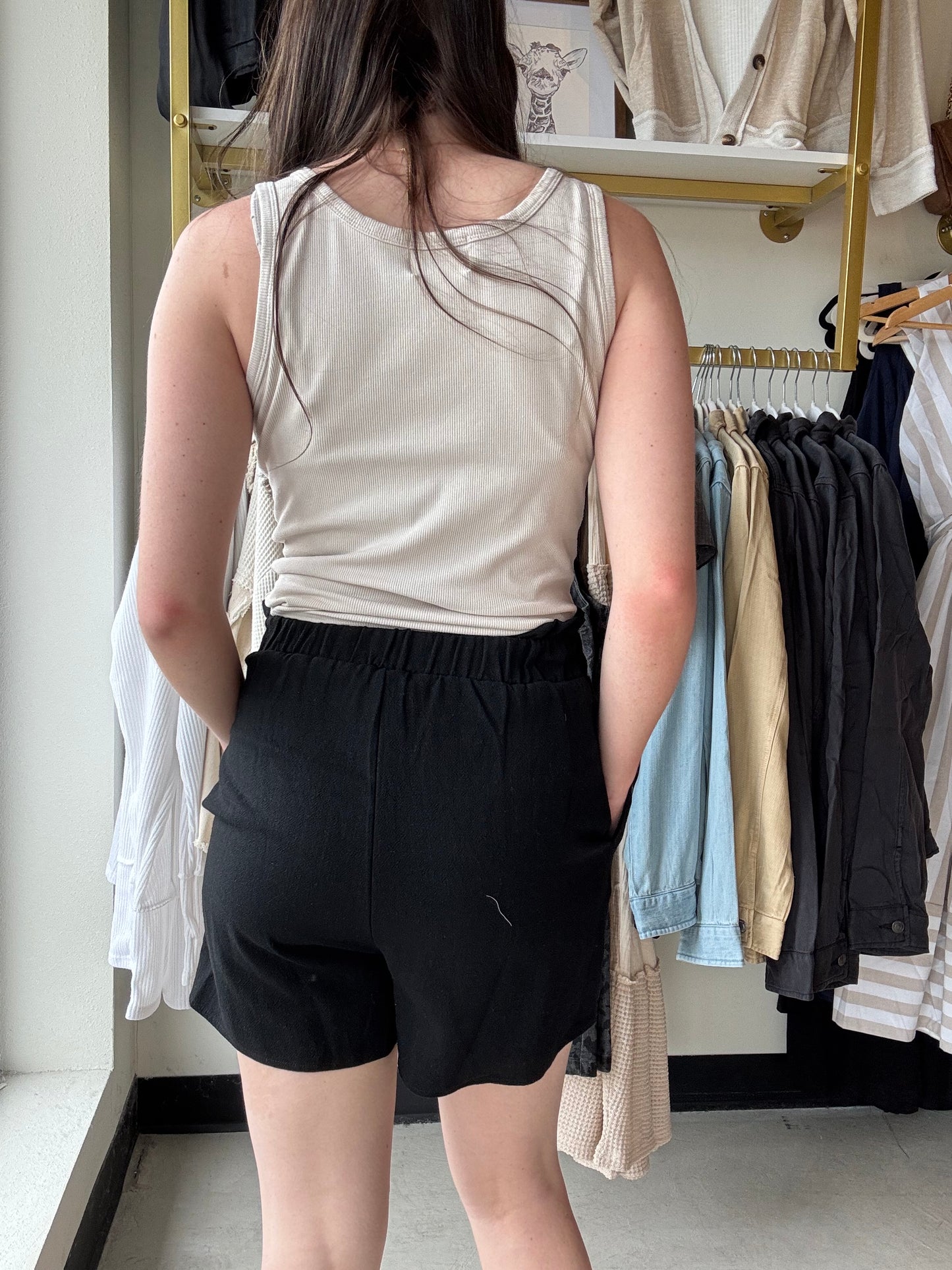 Black Libby Linen Shorts