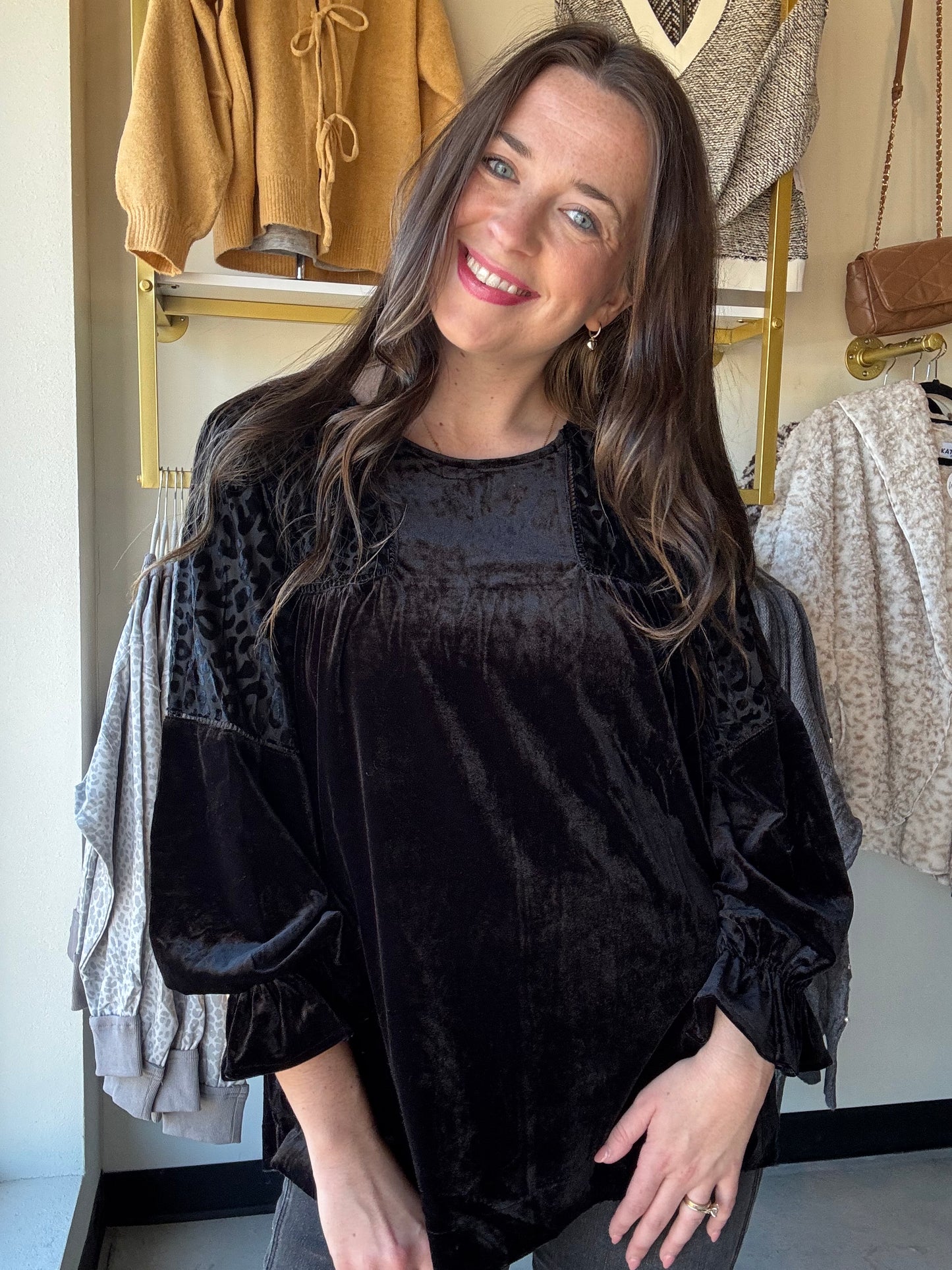 Black Velvet Burnout Top