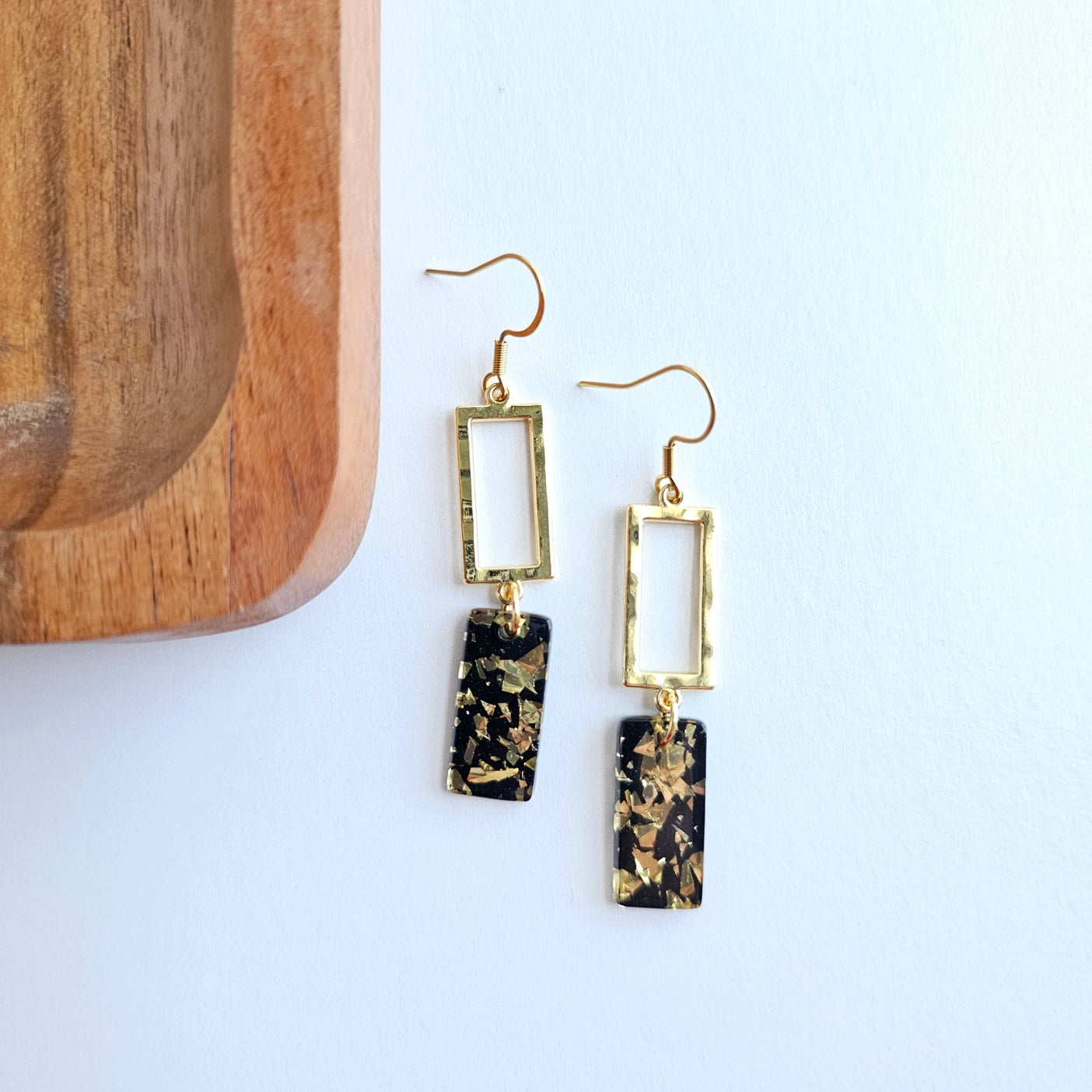 Raya Black and Gold Flake Earrings
