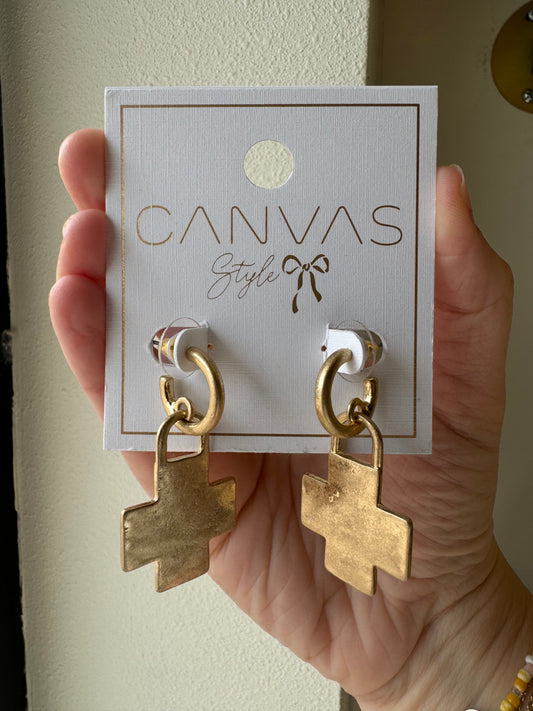 Nina Locked Cross Drop Hoops