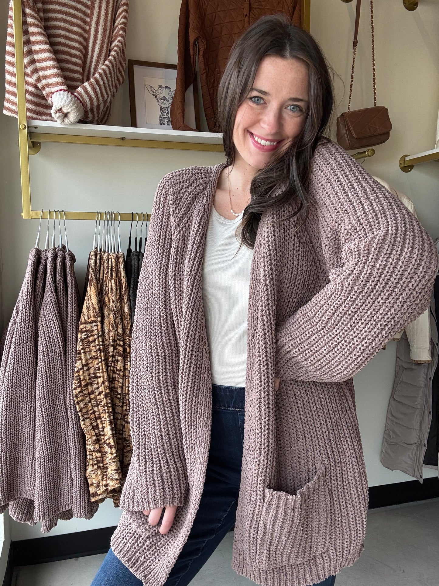 Brown Chunky Knit Cardigan