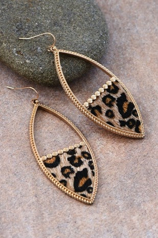 Leopard Print Leather Drop Earrings