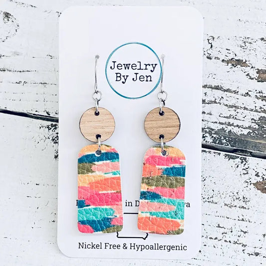 Brushstrokes & Wood Earrings