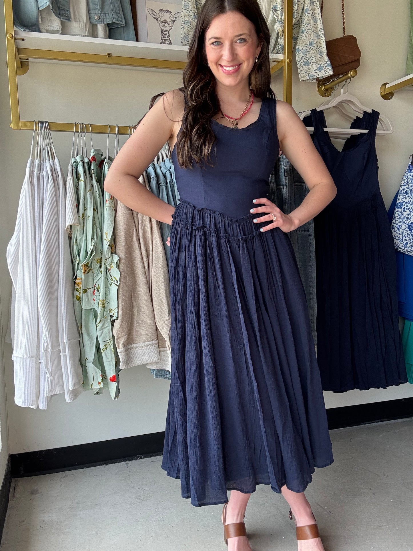 Basque Waist Drayed Dress