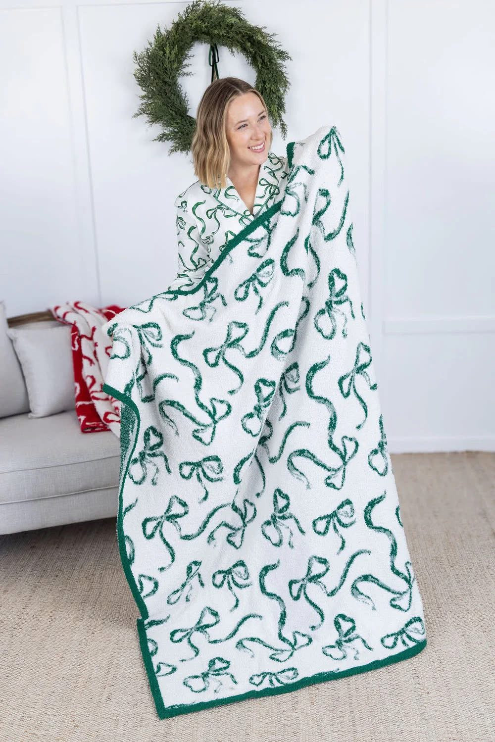 Plush Green Ribbon Blanket
