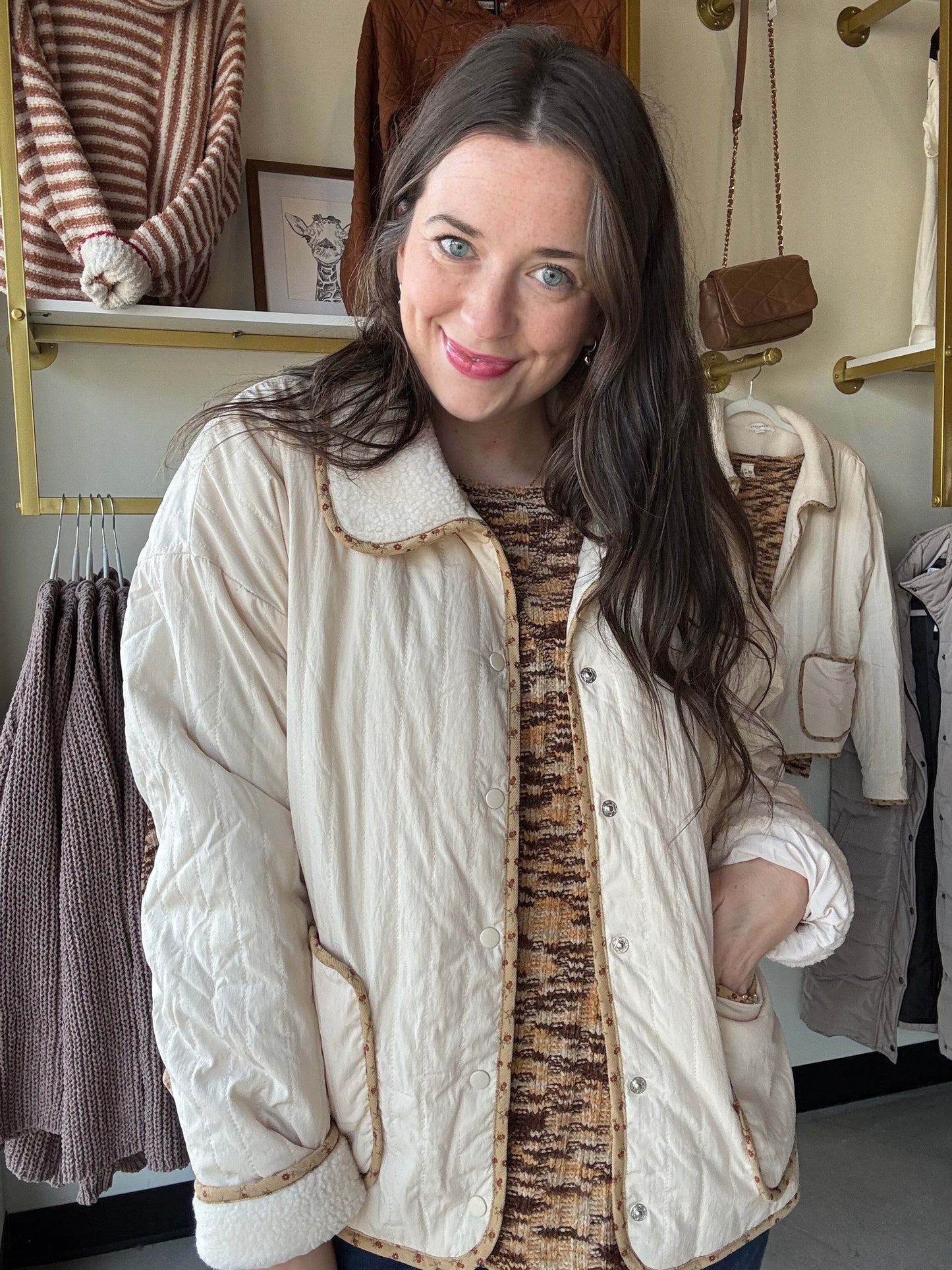 Cream Floral Accent Jacket