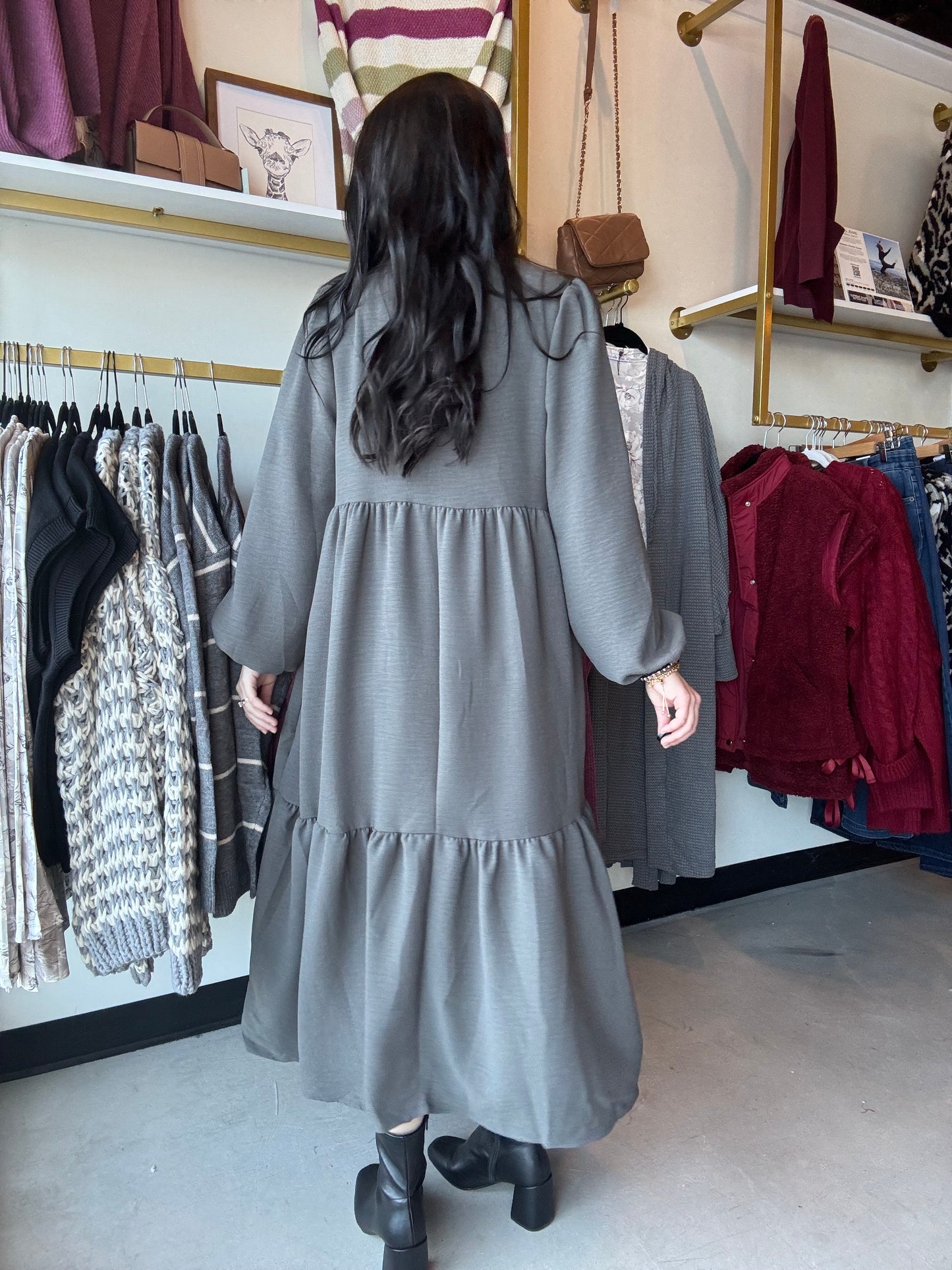Charcoal Woven Maxi Dress