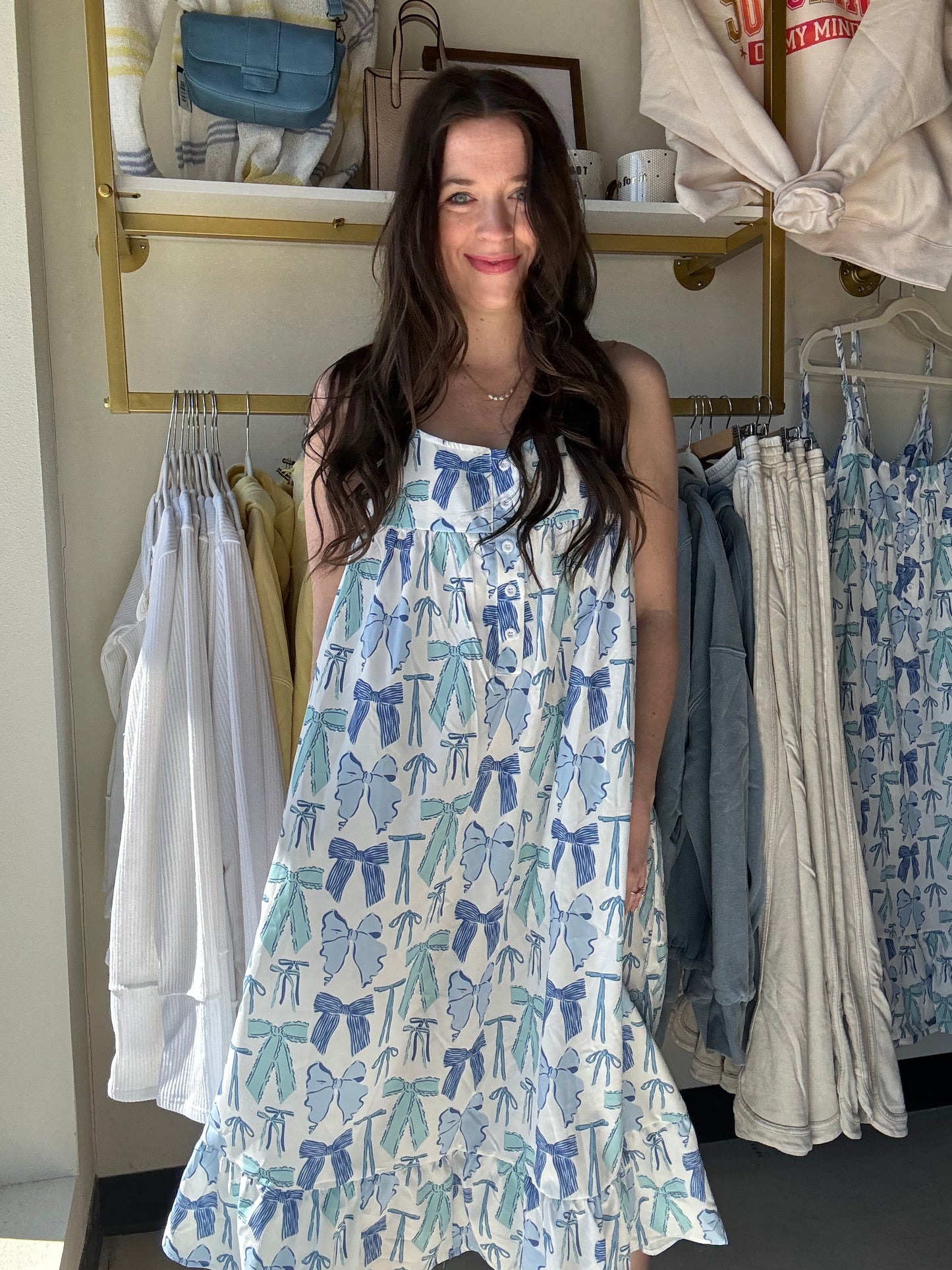 Blue Bows Caroline Night Dress