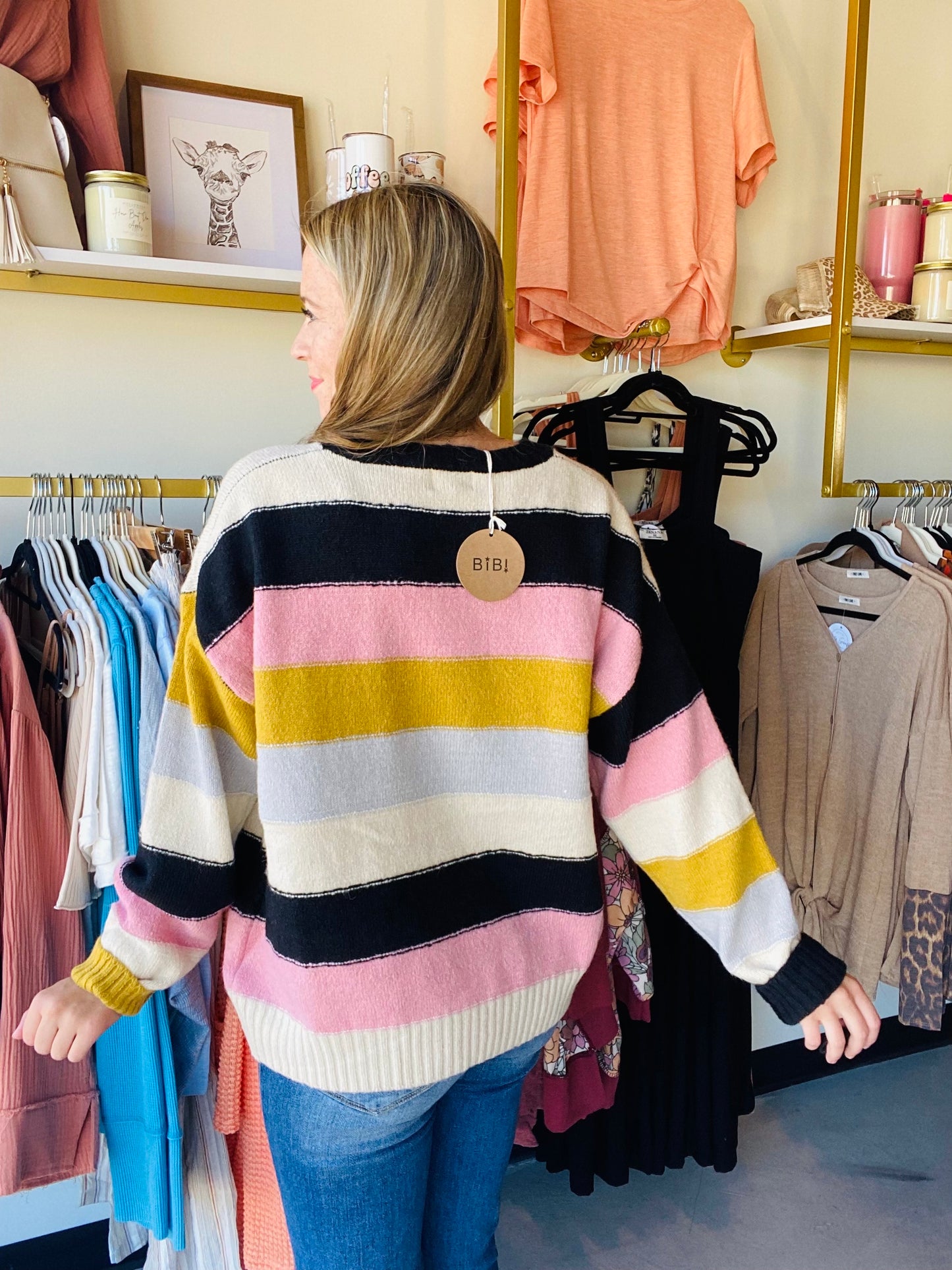 Mustard and Mauve Striped Sweater