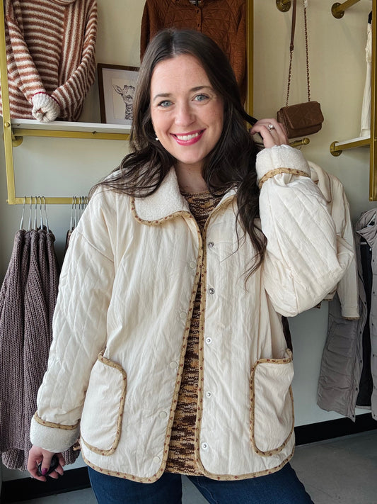 Cream Floral Accent Jacket