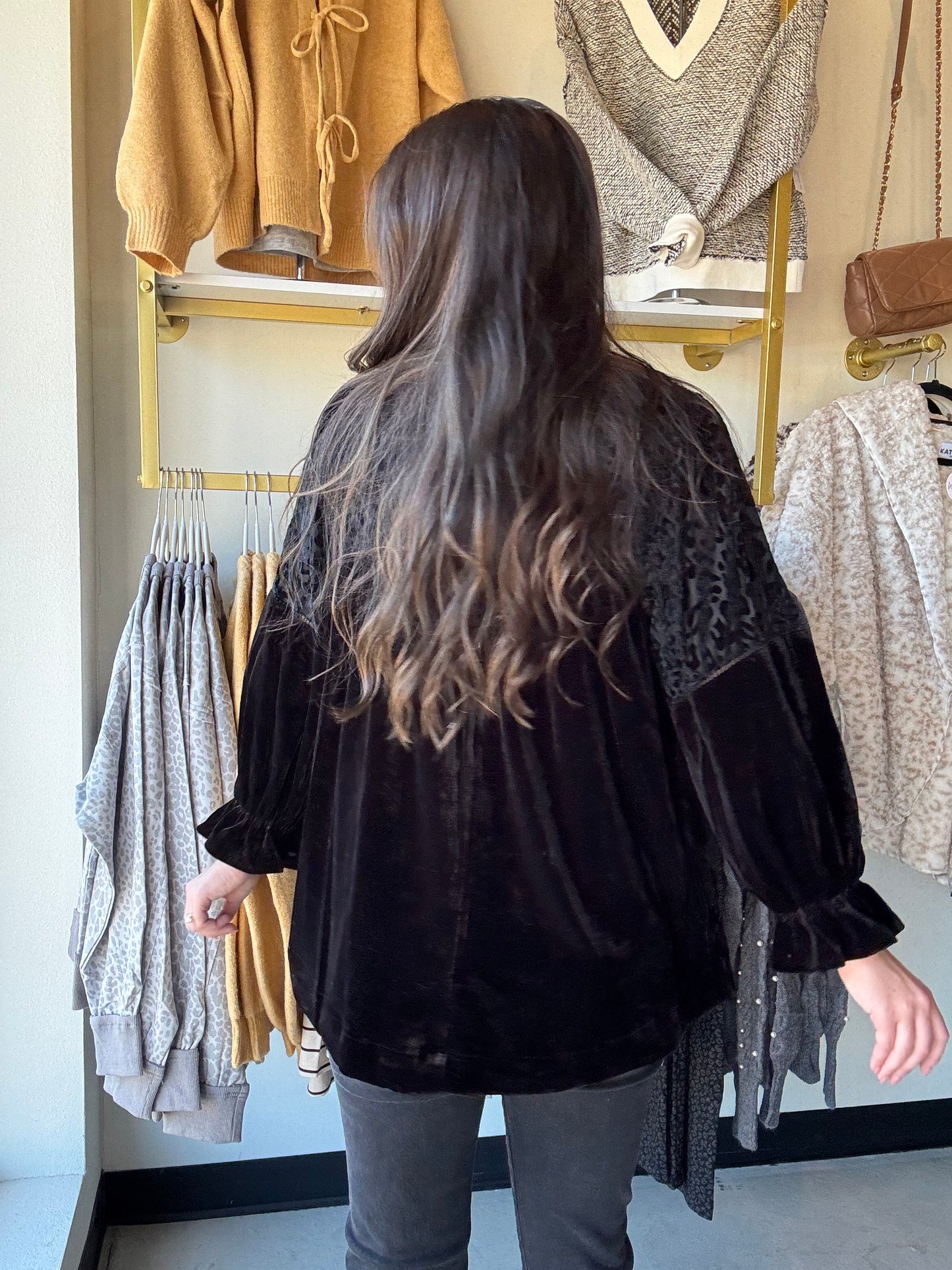 Black Velvet Burnout Top