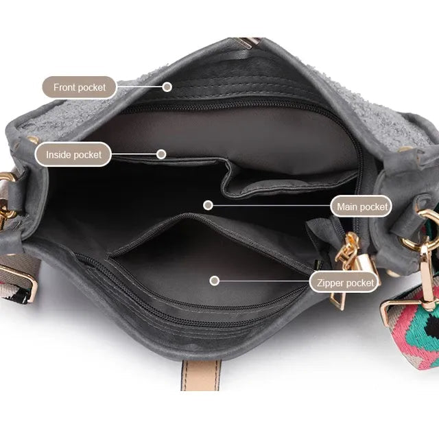 Faux Leather and Sherpa Crossbody- Dusty Mauve