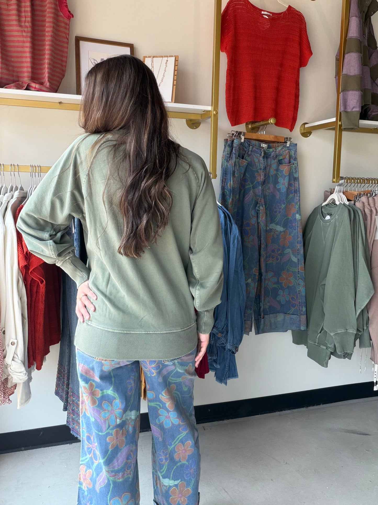 Army Green Pigment Dyed Pullover