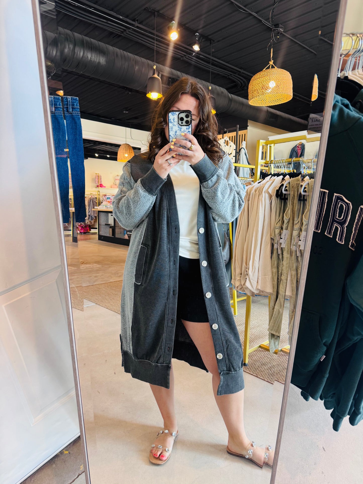 Charcoal Desi Sweatshirt Cardigan