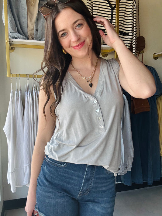 Dove Grey Button Tank