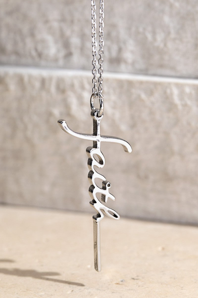Brass Faith Pendant Necklace