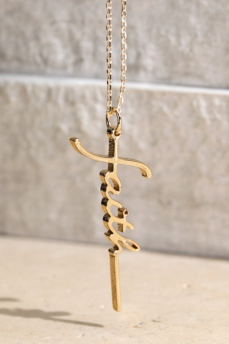 Brass Faith Pendant Necklace