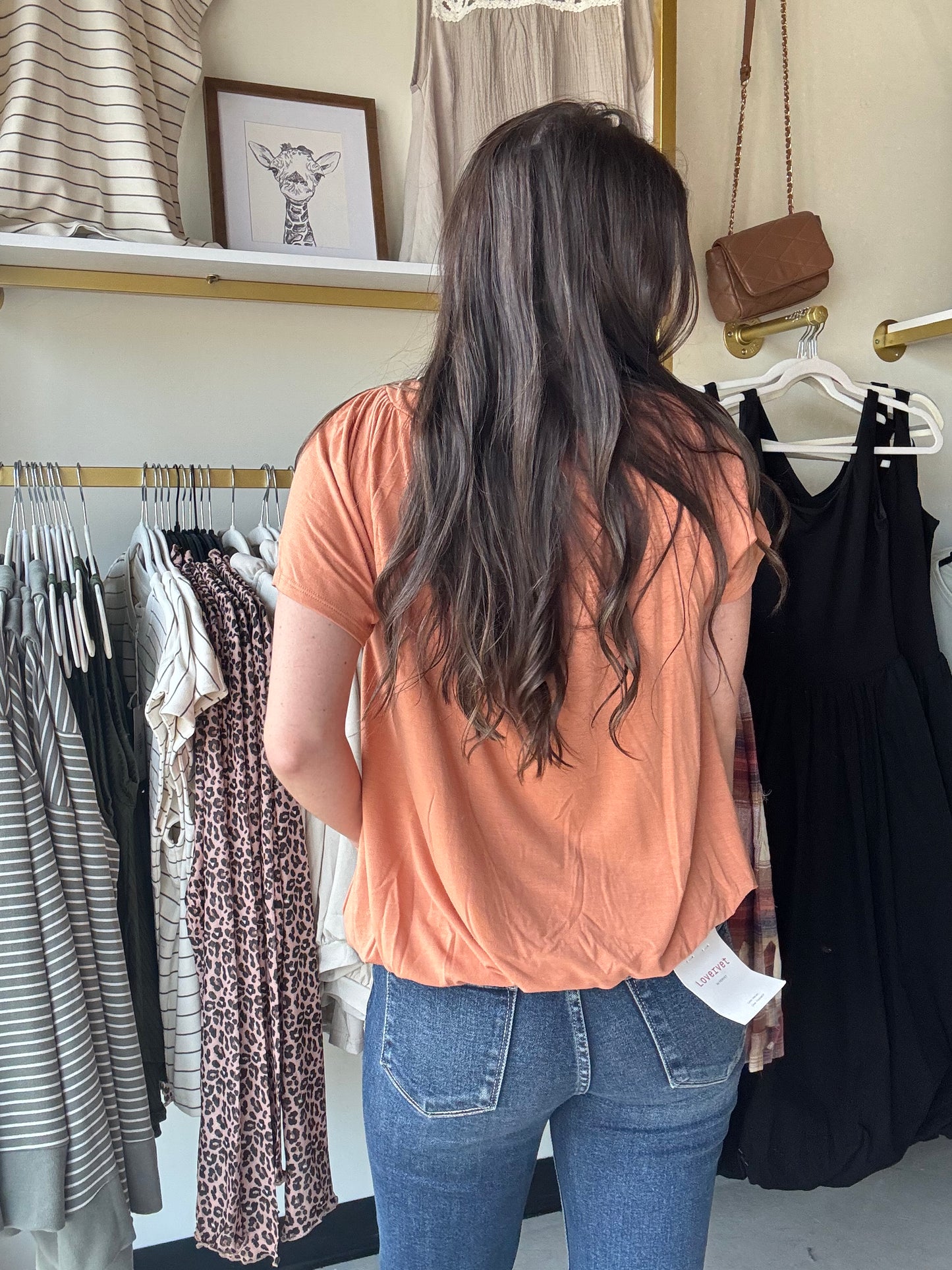 Butter Orange Shirring Short Sleeve
