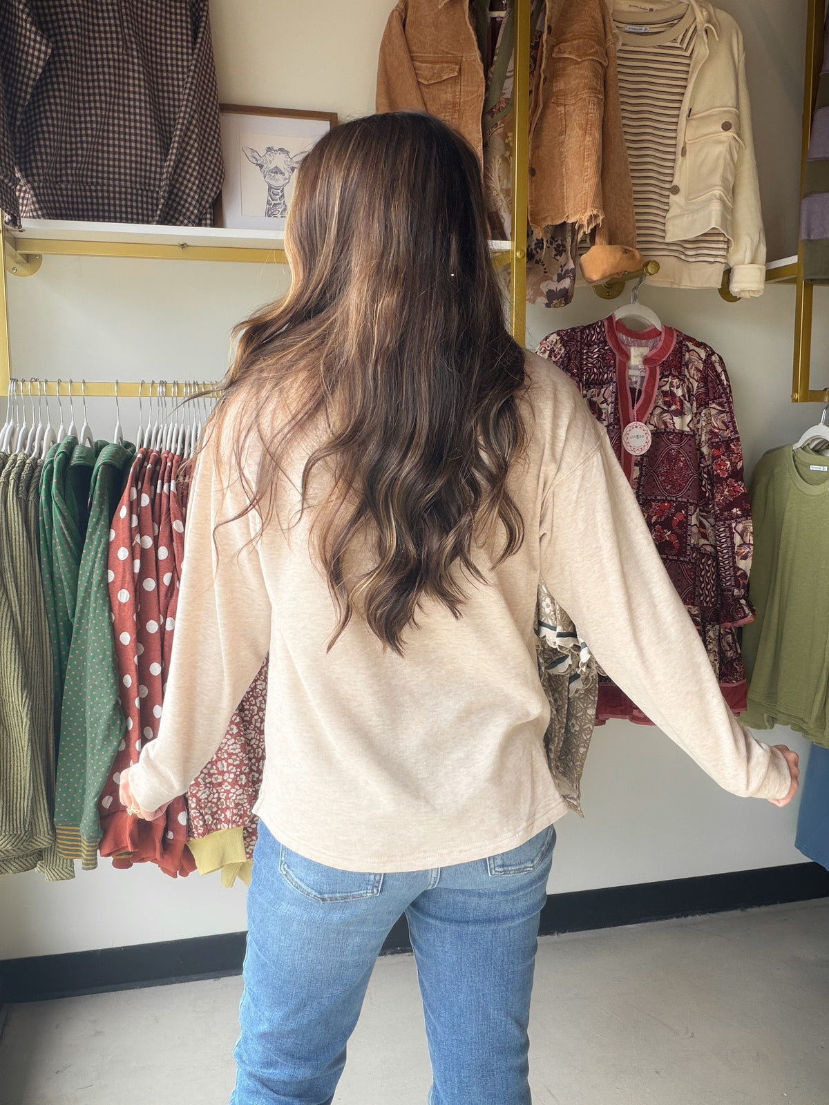 Natural Chainstitch Embroidery Pullover