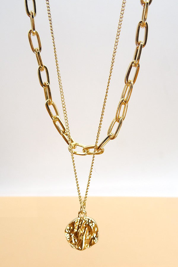 Texture Coin Link Necklace