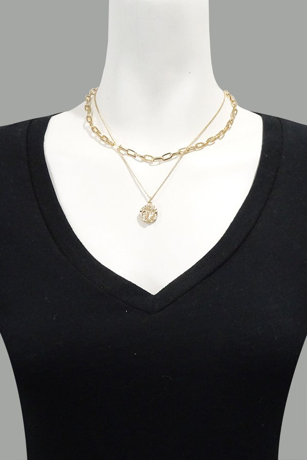 Texture Coin Link Necklace