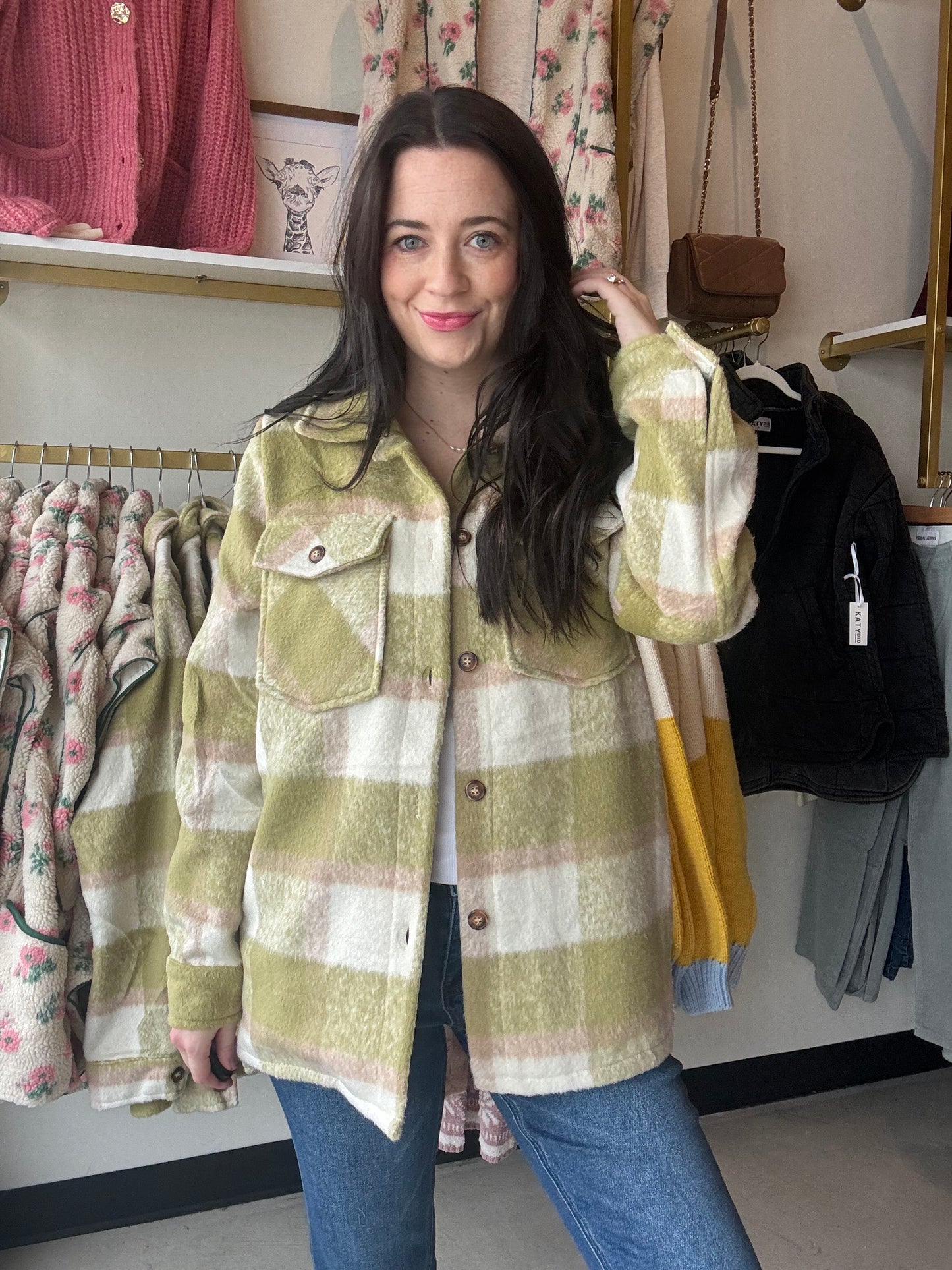 Green & Cream Plaid Jacket