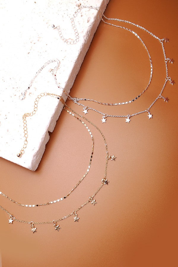 Double Dainty Star Necklace