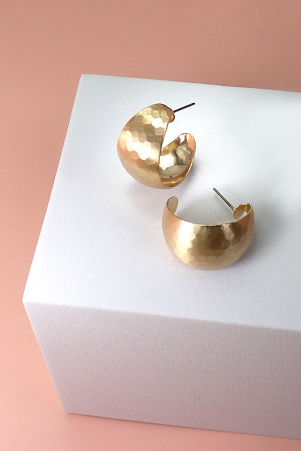 Hammered Huggie Earrings