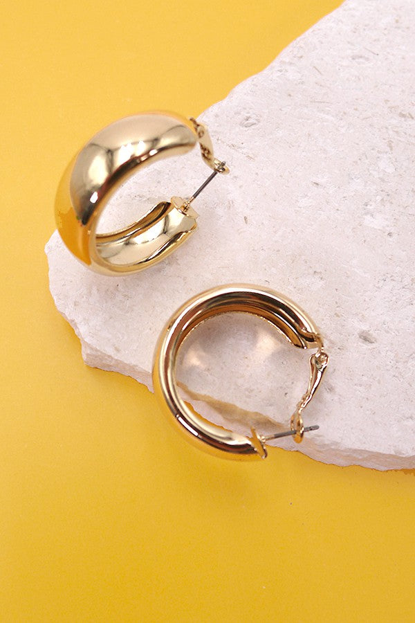 Gold Shiny Hoop Earrings