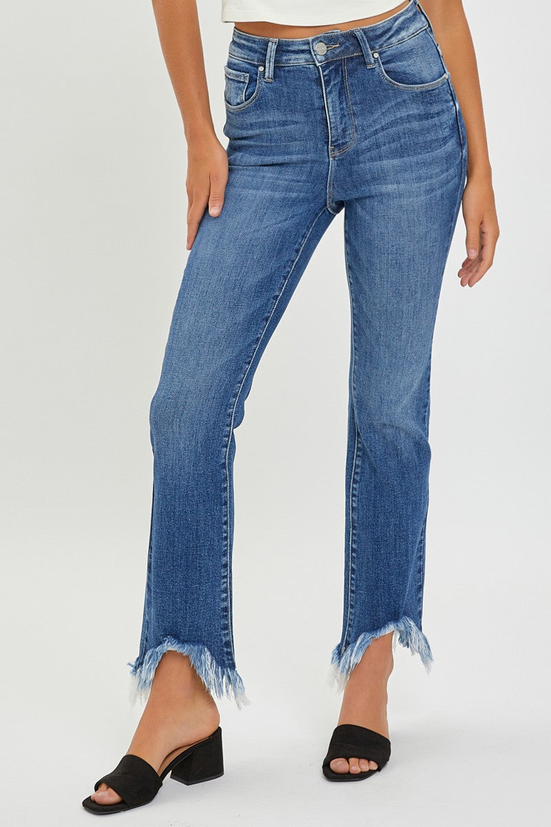 Risen High Rise Ankle Fray Denim