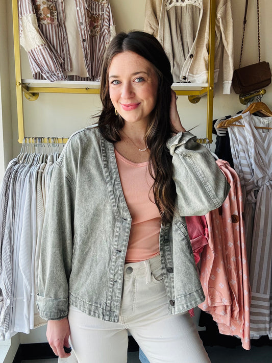 Washed Grey Denim Jacket