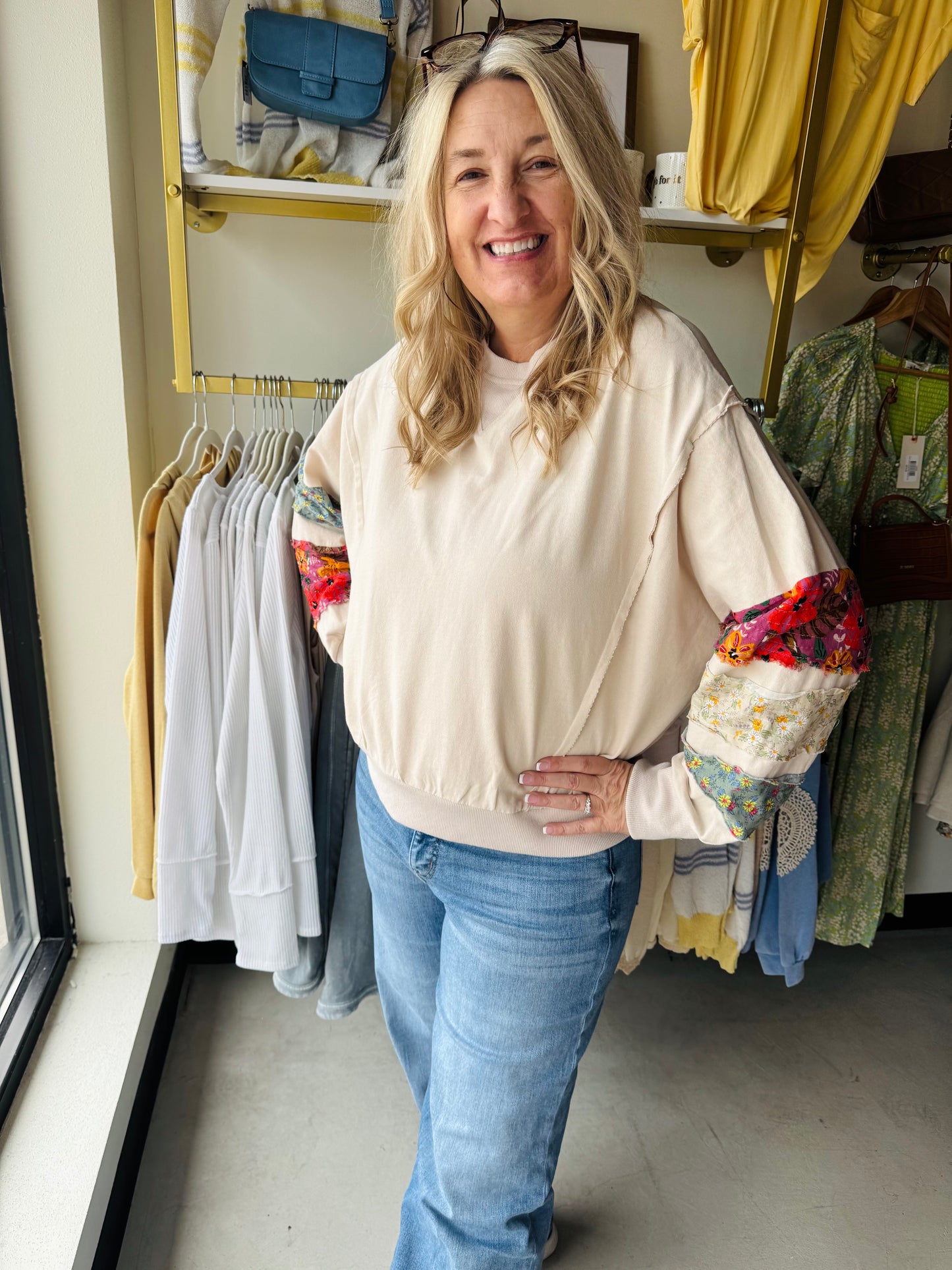 Oatmeal Mix Sleeve Pullover
