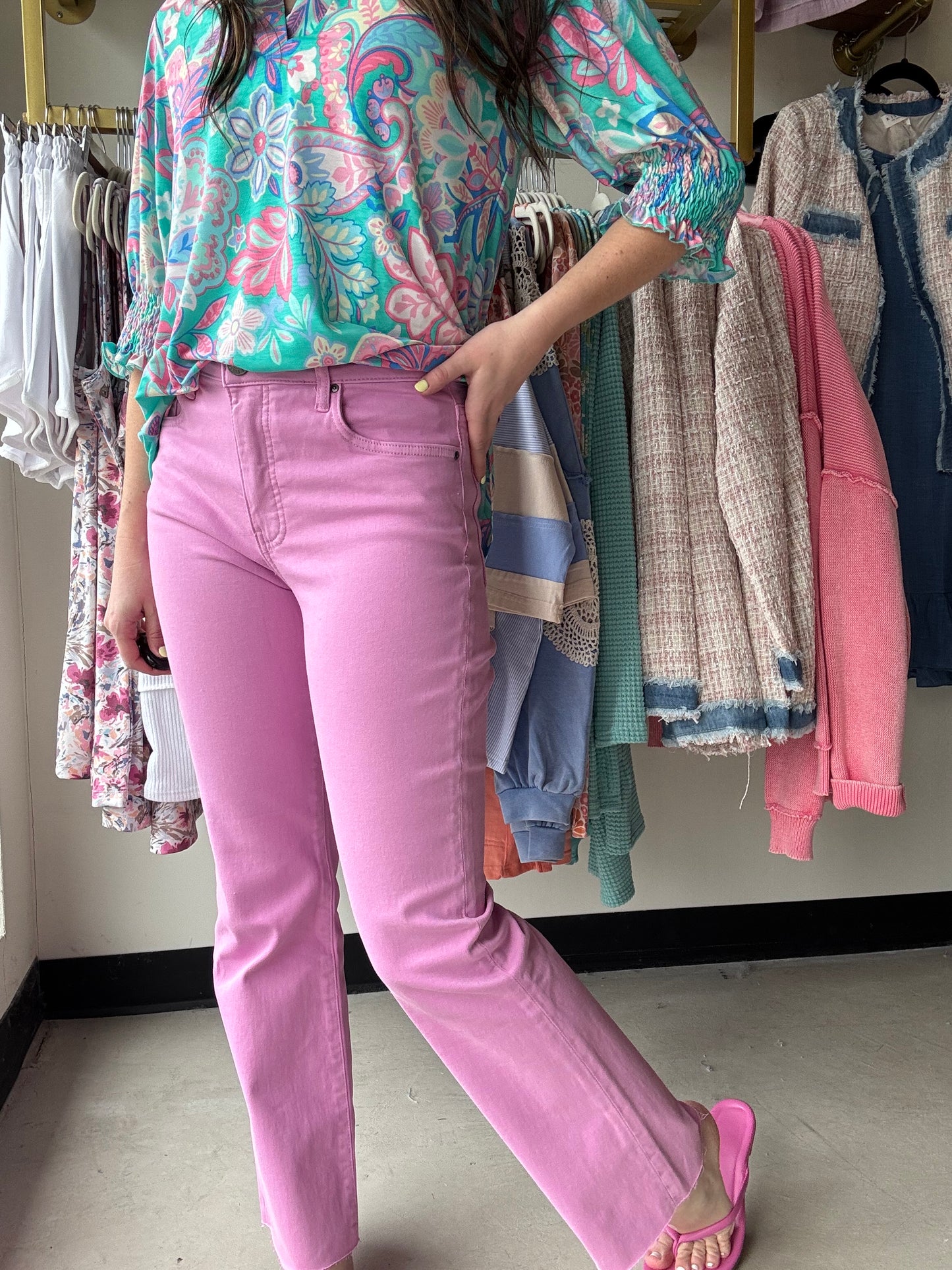 Wild Berry Kelsey Ankle Flare - Kut