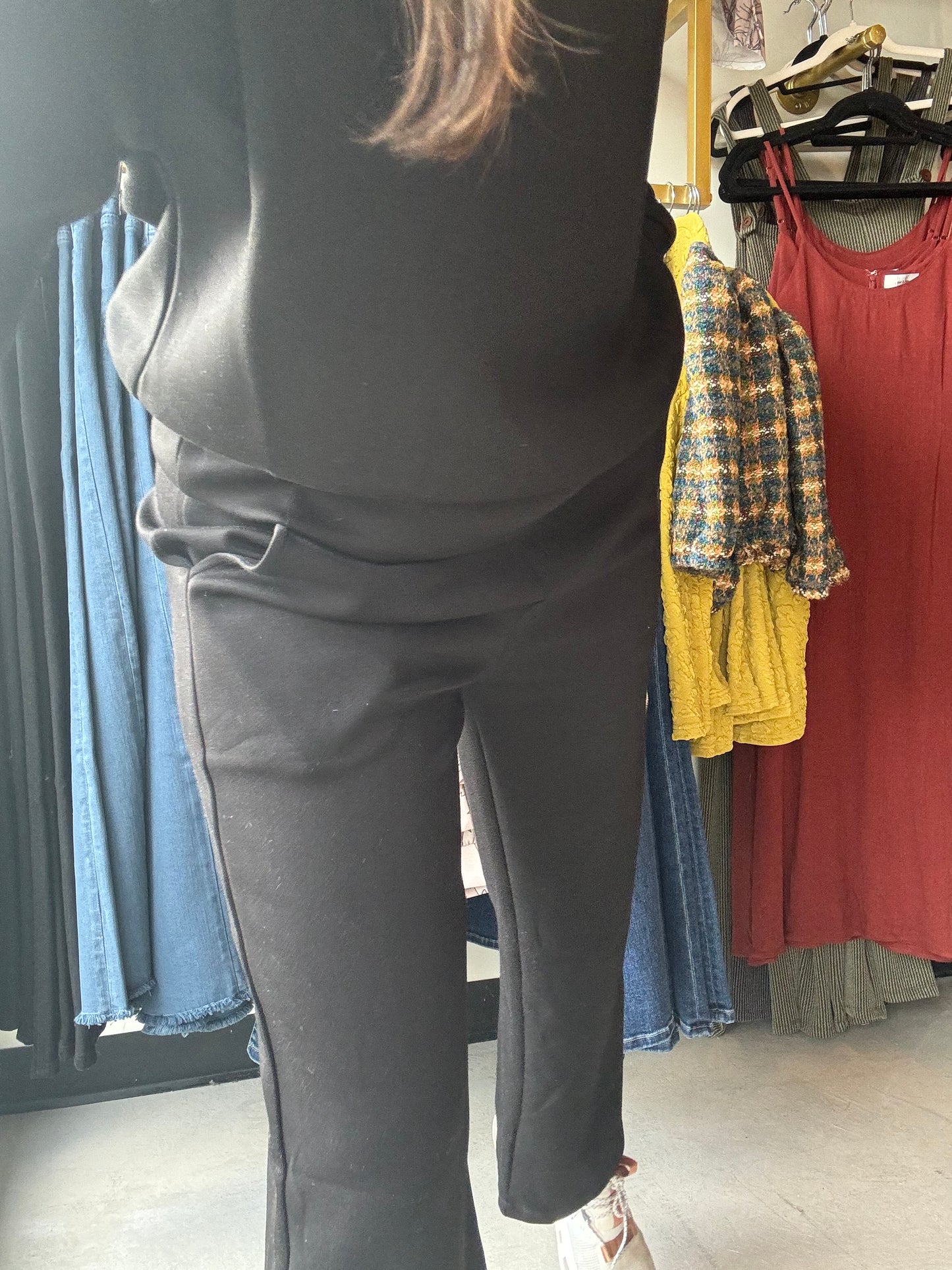 Black Cropped Straight Leg Pants