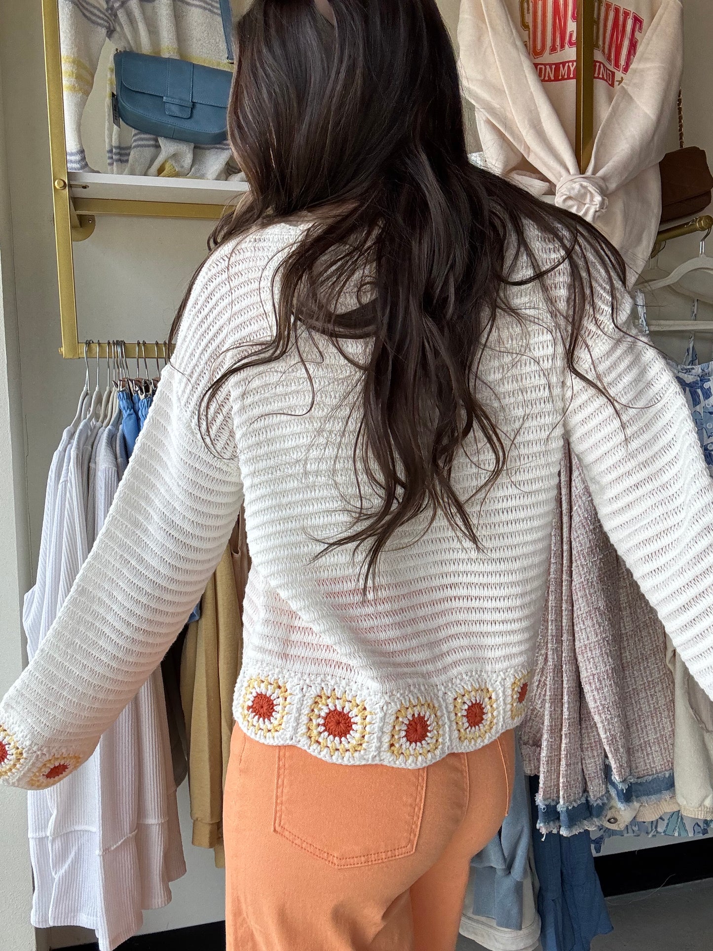 Crochet Detail Knit Sweater