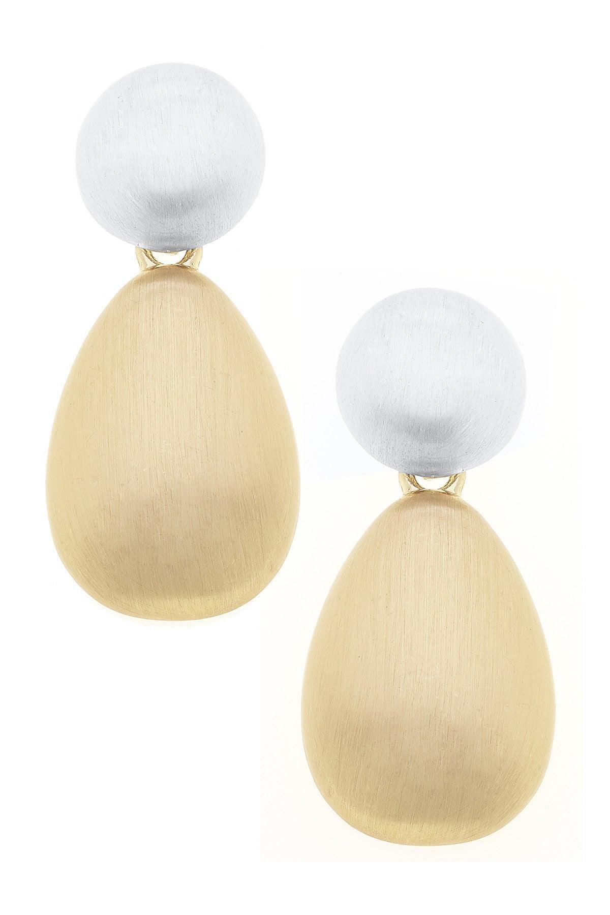 Mallory Teardrop Two Tone Earrings