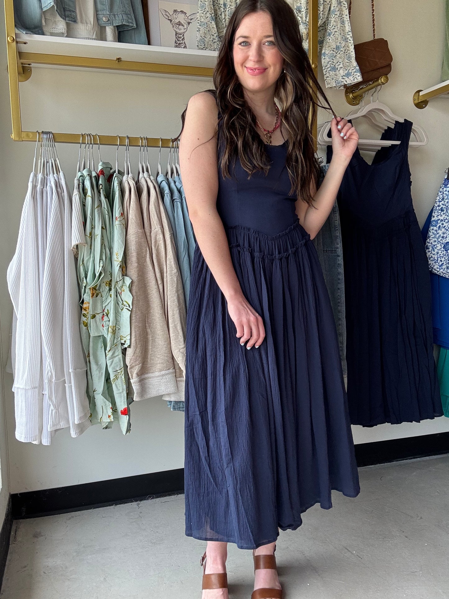 Basque Waist Drayed Dress