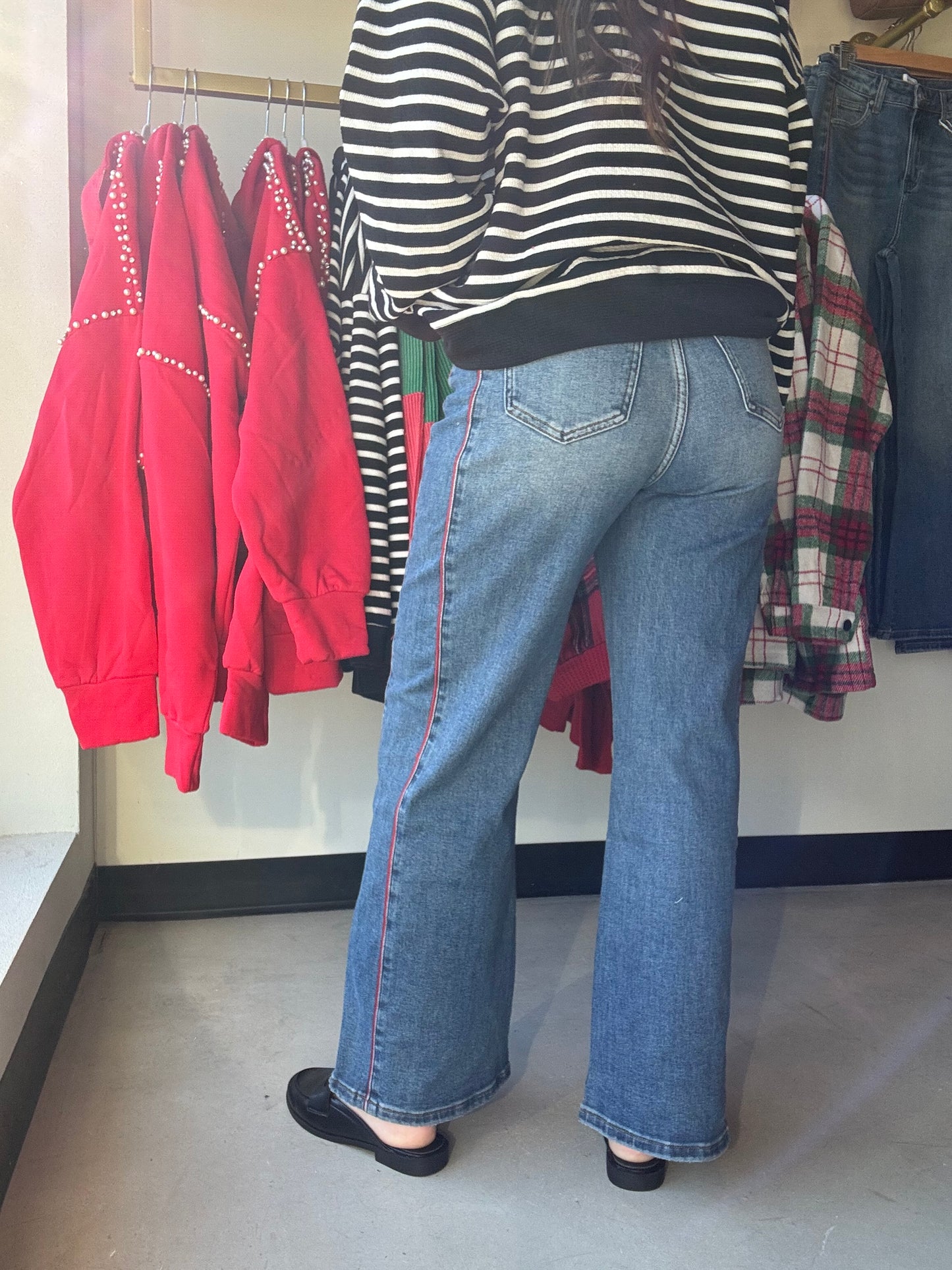 Side Piping Wide Leg Denim