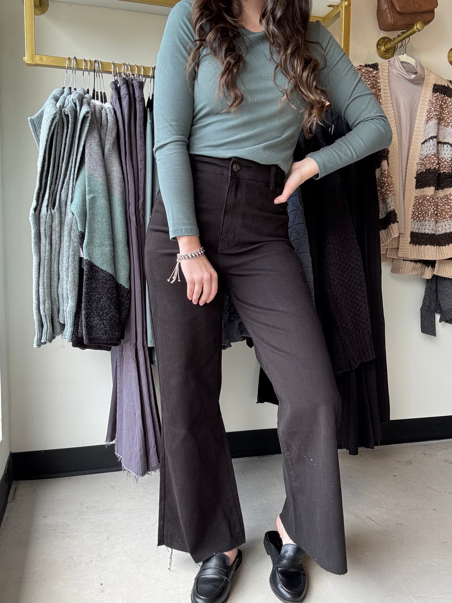 Black High Rise Cropped Denim