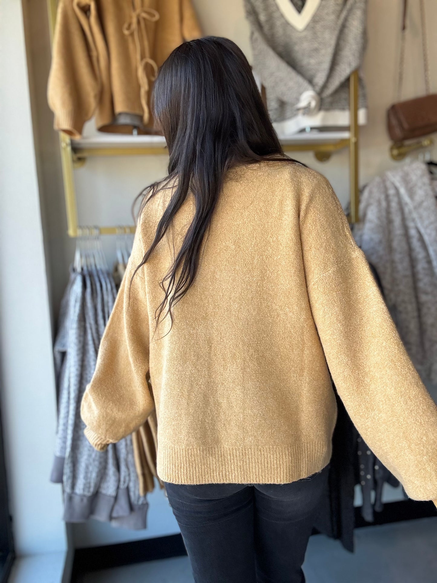 Gold Tie Closure Sweater