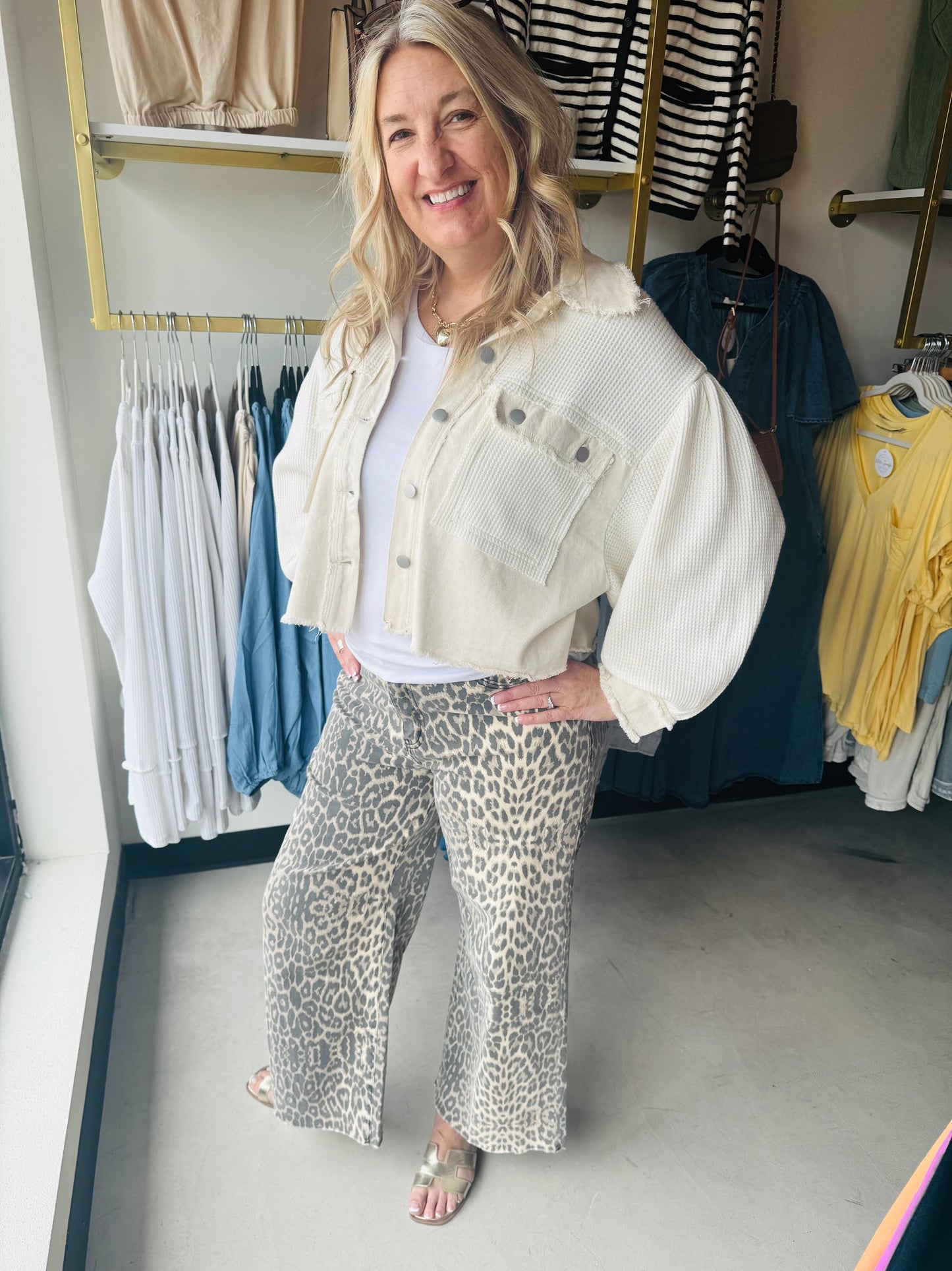Animal Print Twill Pants