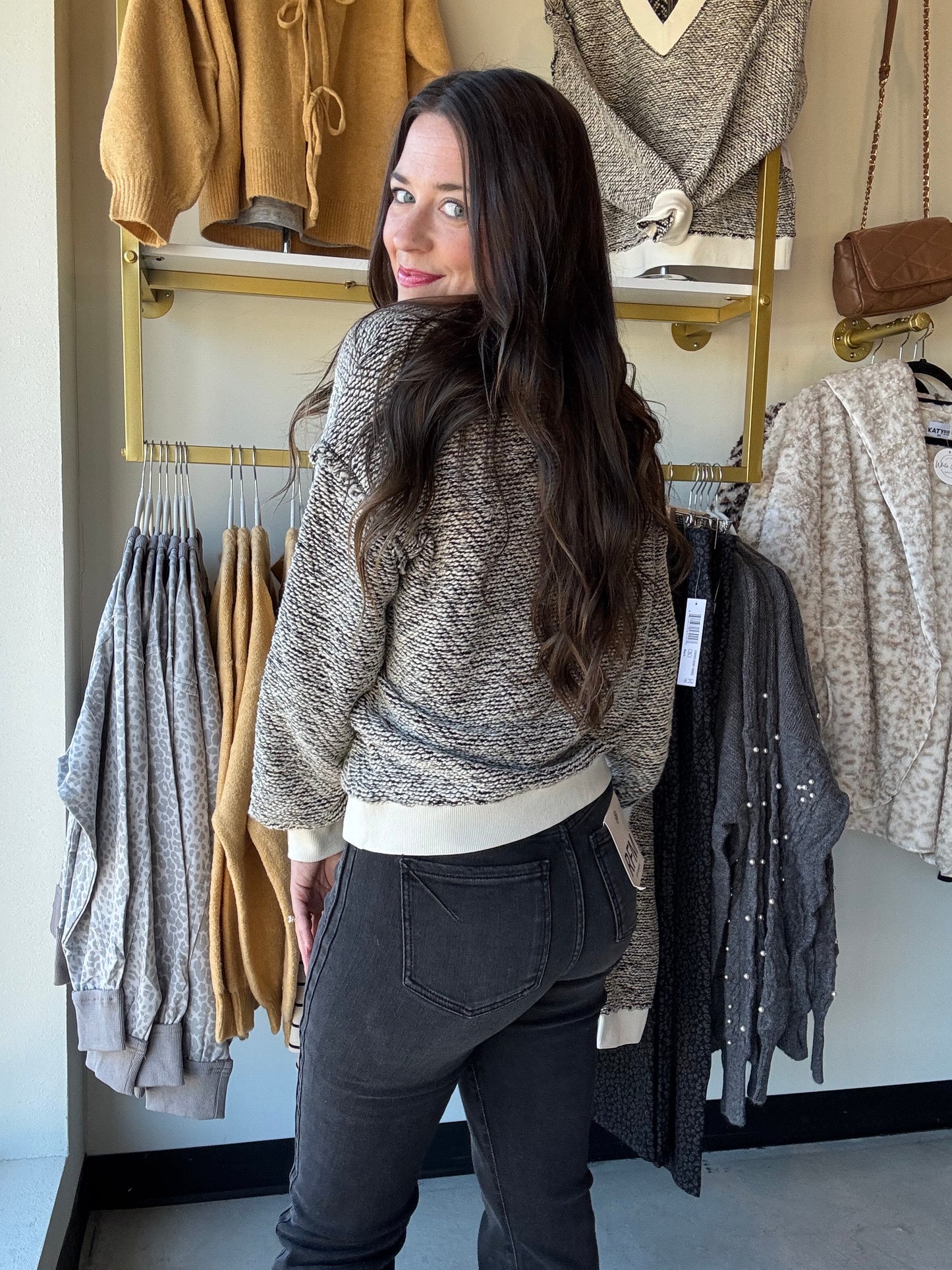 Cream Textured Knit Sweater