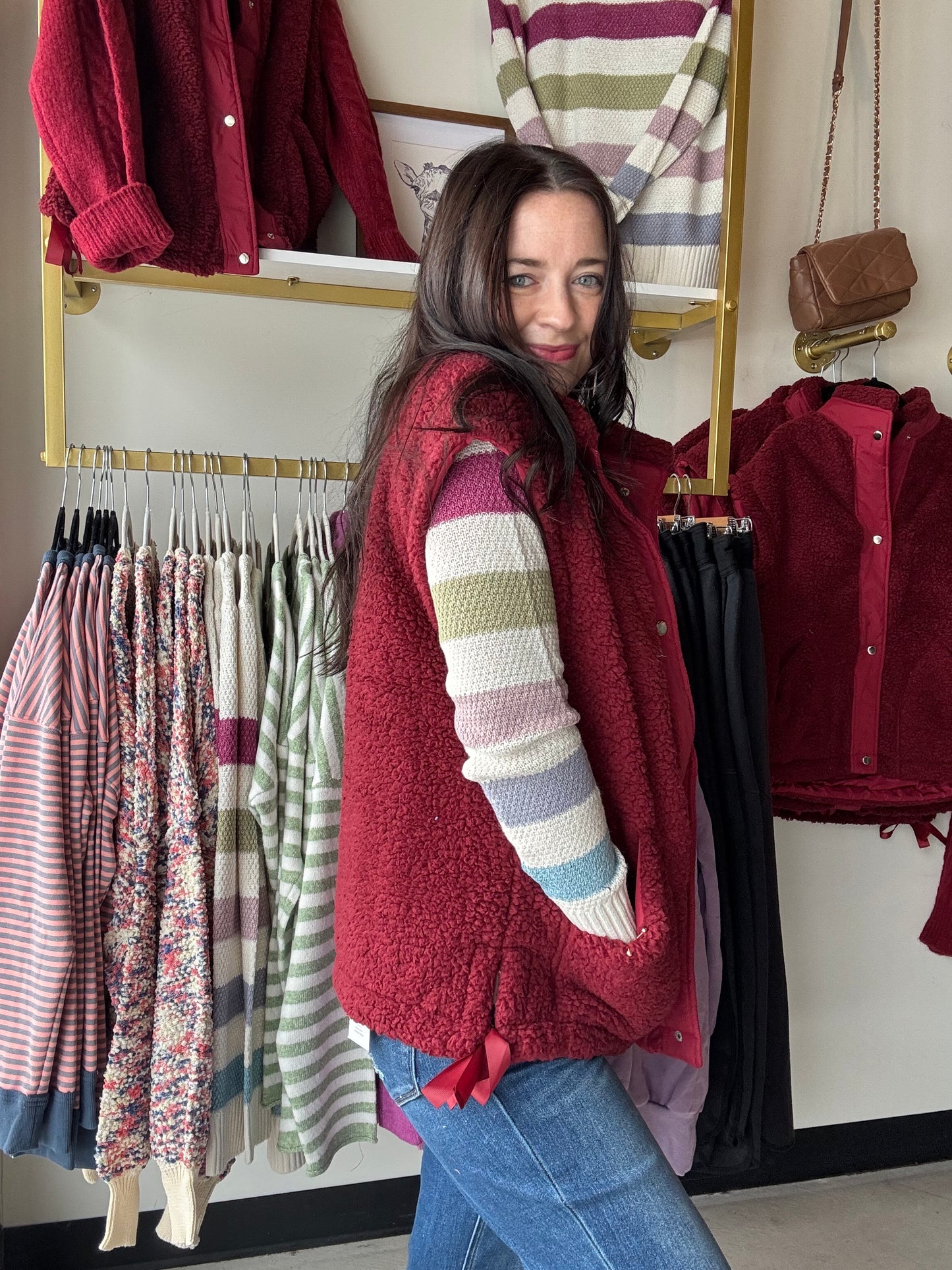 Wine Linden Sherpa Vest