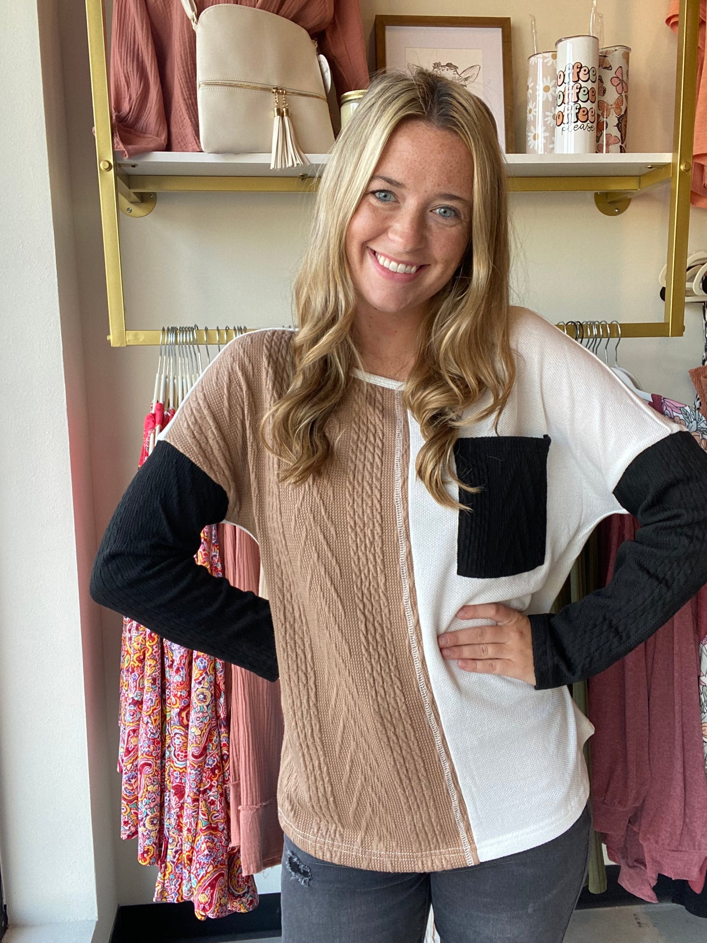 Brown and Black Cable Knit
