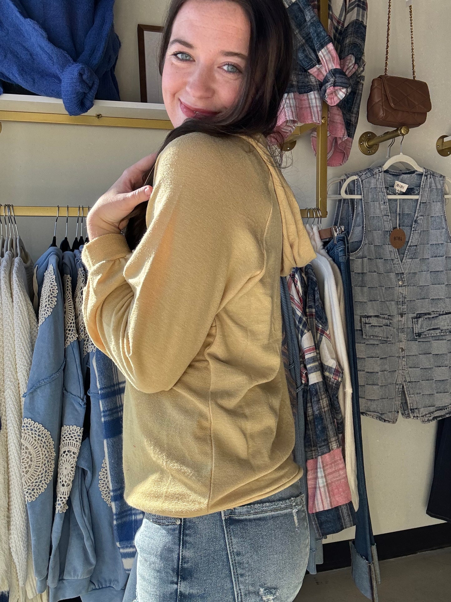 Asymmetrical Buttoned French Terry Hoodie
