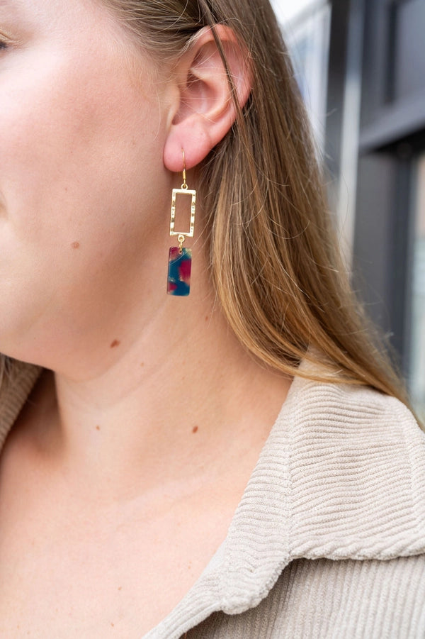 Raya Earrings - Golden Navy Maroon