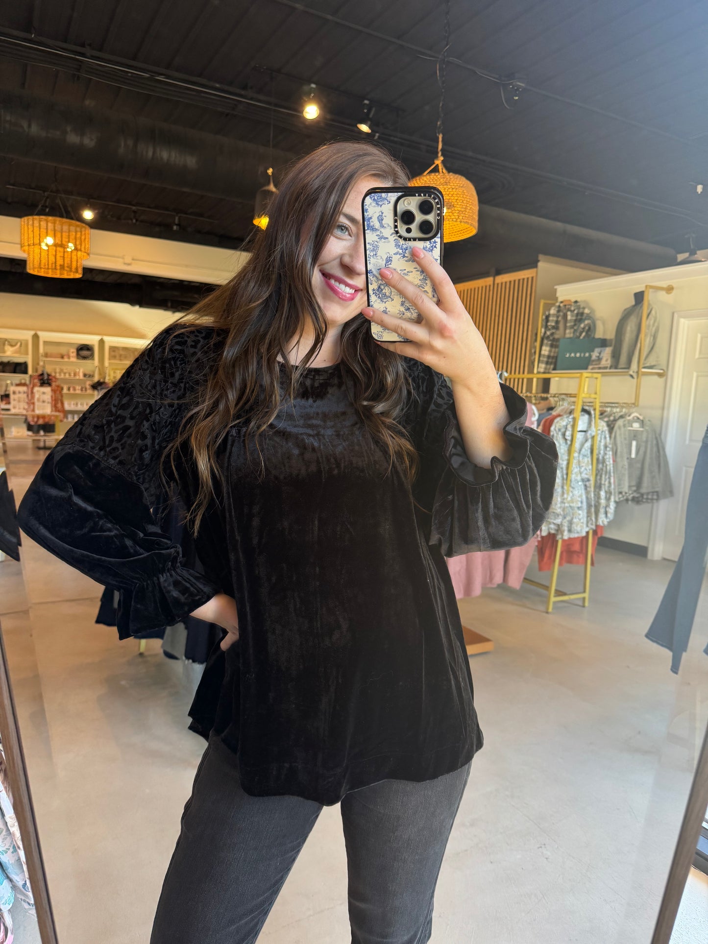 Black Velvet Burnout Top