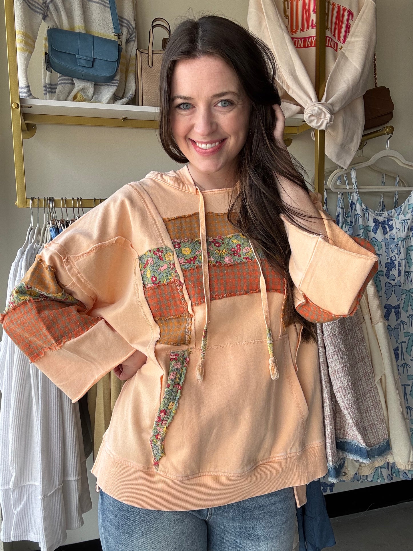 Cantaloupe Print 3/4 Sleeve Hoodie