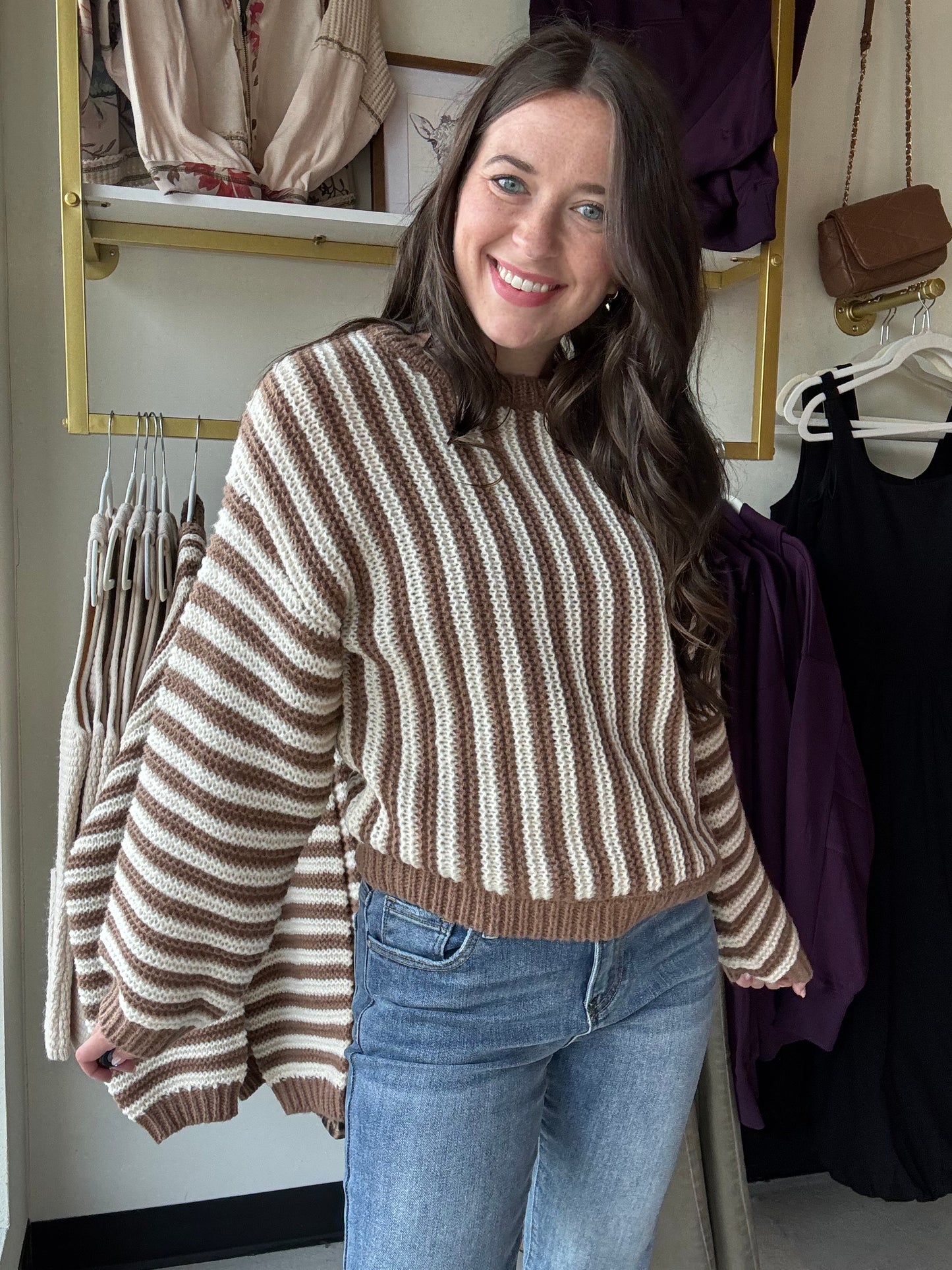 Mocha Vertical Stripe Sweater